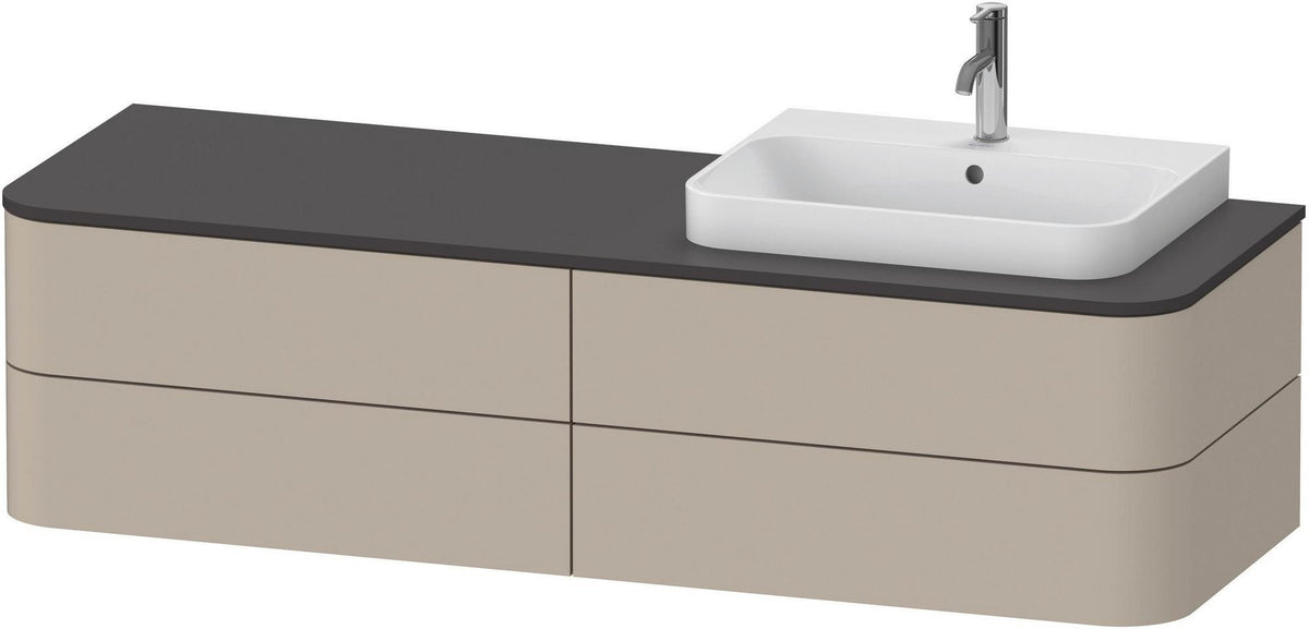DURAVIT Happy D.2 Konsolenwaschtischunterbau taupe supermatt 1600 mm mit Tip-On Technik und LED Innenbeleuchtung
