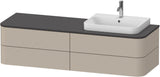 DURAVIT Happy D.2 Konsolenwaschtischunterbau taupe supermatt 1600 mm mit Tip-On Technik und LED Innenbeleuchtung