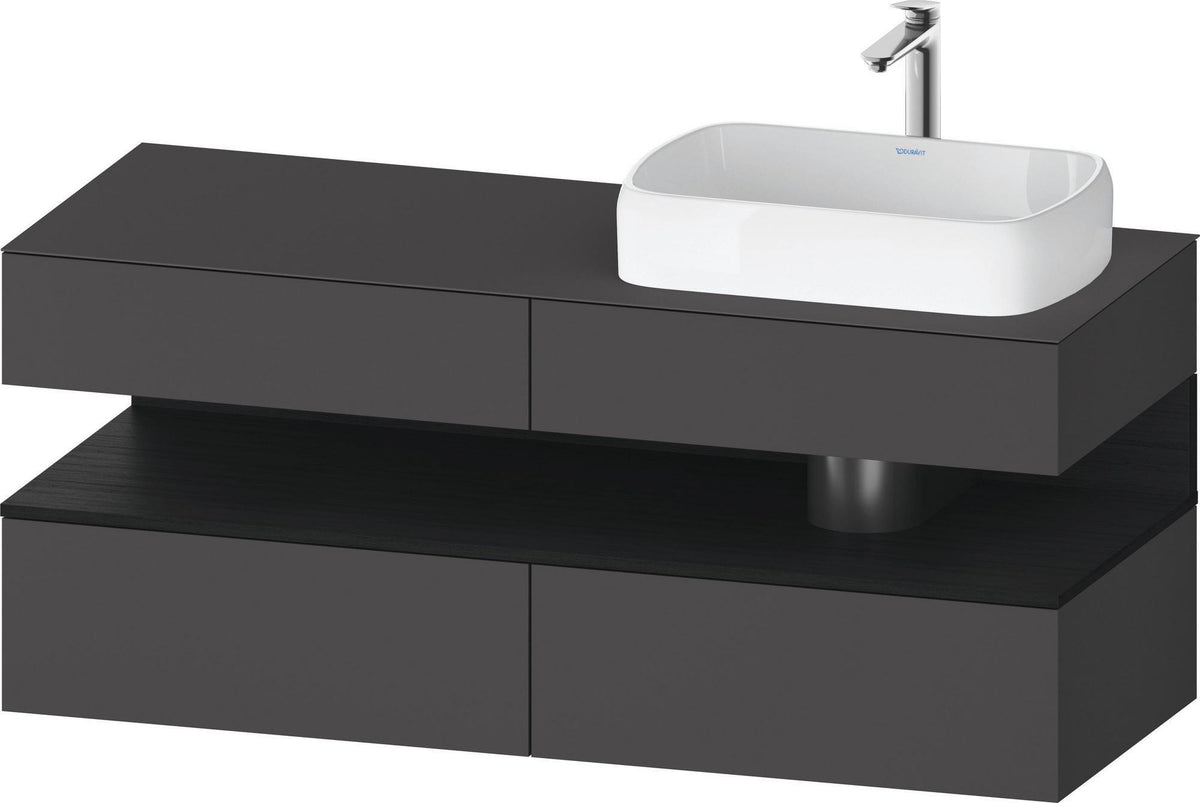 DURAVIT Qatego Konsolenwaschtischunterbau 1400 mm Weiß Matt Eiche Schwarz Matt wandhängend