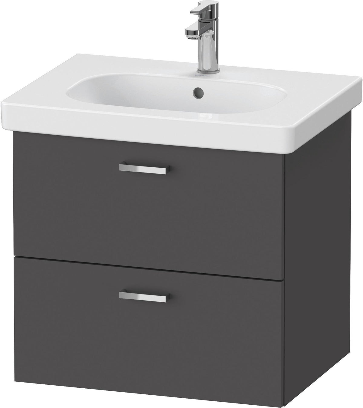 Duravit XBase Waschtischunterbau wandhängend 600 mm, 2 Schubladen, weiß matt – Soft-Close