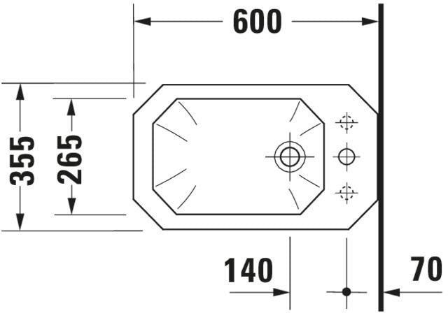 DURAVIT Stand-Bidet Serie 1930 600 mm mit Überlauf, 1 Hahnloch, weiß