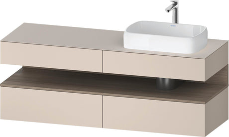 DURAVIT Qatego Konsole-Waschtischunterbau 1600 mm Weiß Matt mit Eiche Terra Nische
