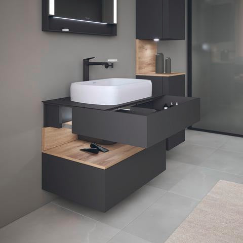 DURAVIT Qatego Hochschrank 400 mm, 2 Türen, weiß Hochglanz, Eiche Schw. Matt