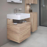 DURAVIT Qatego Waschtischunterbau 590 mm wandhängend, 1 Auszug, weiß Hochglanz, Nische Eiche Schwarz