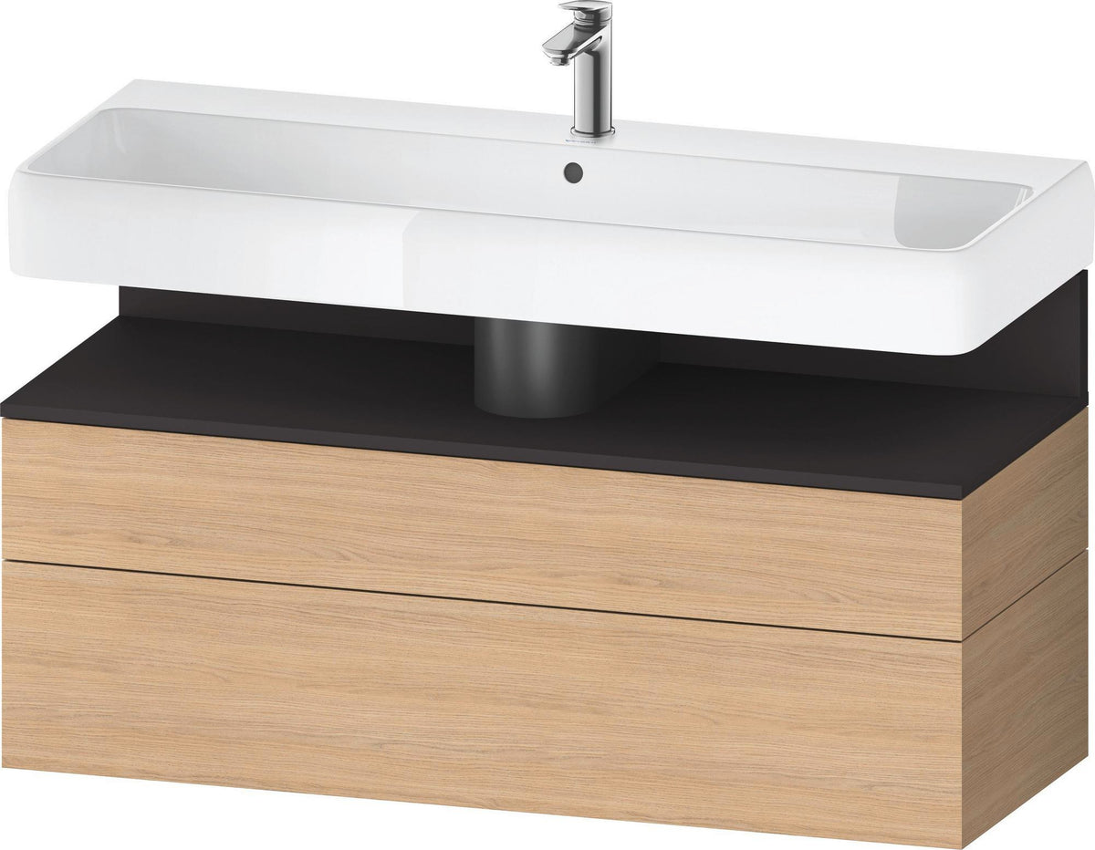 Duravit Qatego Waschtischunterbau 1190 mm – Weiß Matt mit Eiche Schwarz Nische, 1 Auszug, LED