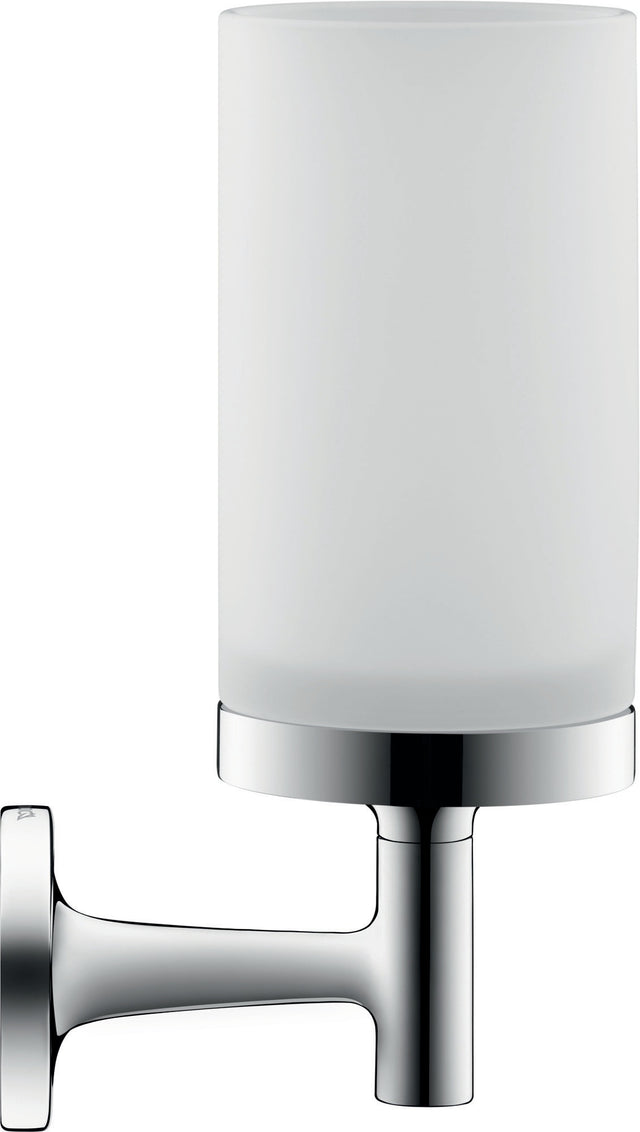 DURAVIT Starck T Zahnputzbecher, Chrom, Akzentfarbe Weiß Matt, 65x98x173 mm, Glas, Messing