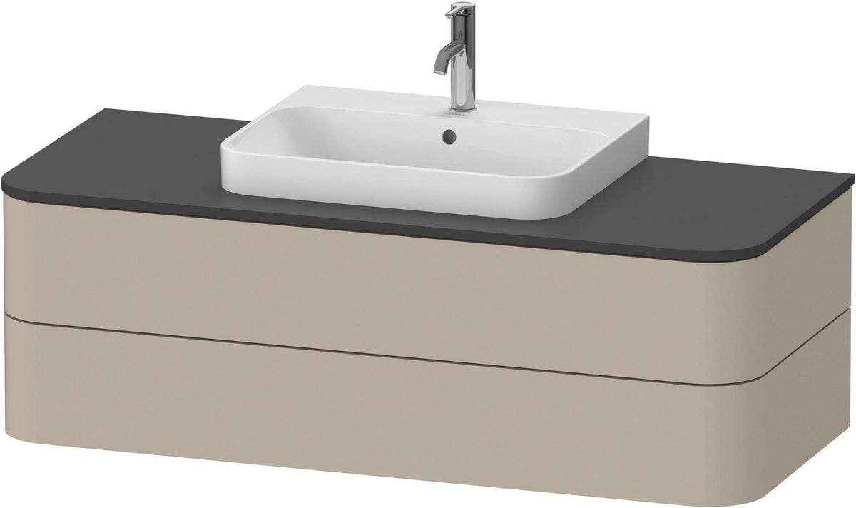 DURAVIT Happy D.2+ Konsolenwaschtischunterbau 1300 mm taupe supermatt mit Tip-On Technik und LED-Innenbeleuchtung