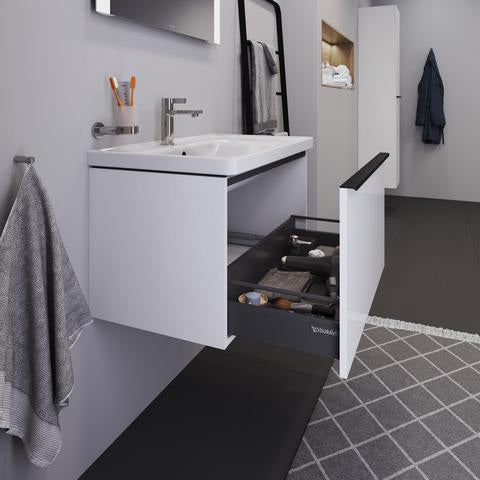 Duravit D-Neo Waschtisch 800 mm weiß mit Überlauf, Hahnlochbank und Becken links