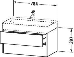 Duravit XSquare Waschtischunterbau 784 mm betongrau matt mit 2 Schubkästen und Tip-On-Technik