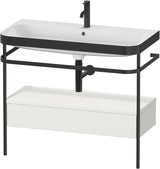 Duravit Happy D.2 c-bonded Waschtischset mit Metallkonsole, 1 Schubkasten, Weiß Seidenmatt, 975 mm
