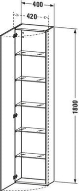 DURAVIT DuraStyle Hochschrank 400 mm betongrau matt, 1 Tür links, Soft-Close