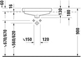 DURAVIT Einbauwaschtisch Vero 550 mm mit WonderGliss, 1 Hahnloch, Überlauf, weiß