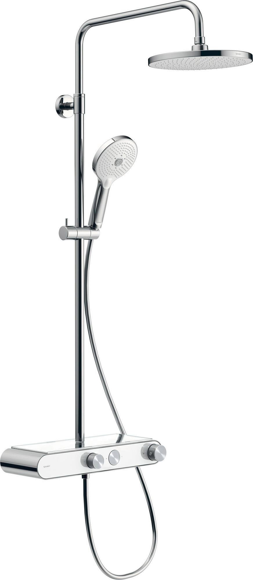 DURAVIT Duschsystem Shower Systems Shelf 1050 mit Thermostat, Kopf- und Handbrause, Chrom Weiß Hochglanz