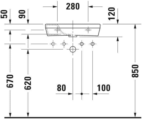DURAVIT DuraStyle Handwaschbecken 500 mm weiß mit WonderGliss, ohne Überlauf, Hahnloch links