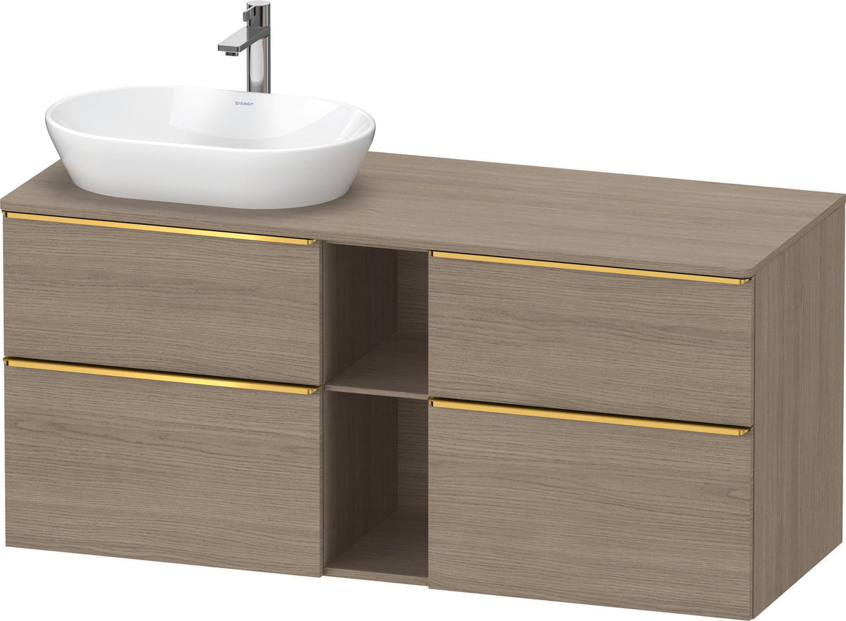 DURAVIT D-Neo Konsolenwaschtischunterbau 1400 mm Eiche Terra Matt mit Bronze Griff