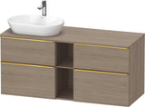 DURAVIT D-Neo Konsolenwaschtischunterbau 1400 mm Eiche Terra Matt mit Bronze Griff