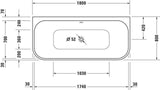 DURAVIT Happy D.2 Plus Badewanne 1800x800 mm Weiß/Graphit – 2-Sitzer mit Rückenschrägen