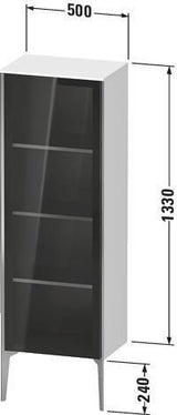DURAVIT XViu Halbhochschrank 1330 mm Glasfront links champagner matt/betongrau matt