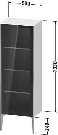 Duravit XViu Halbhochschrank mit Glastür 500 mm links, matt Nussbaum – Wandhängend