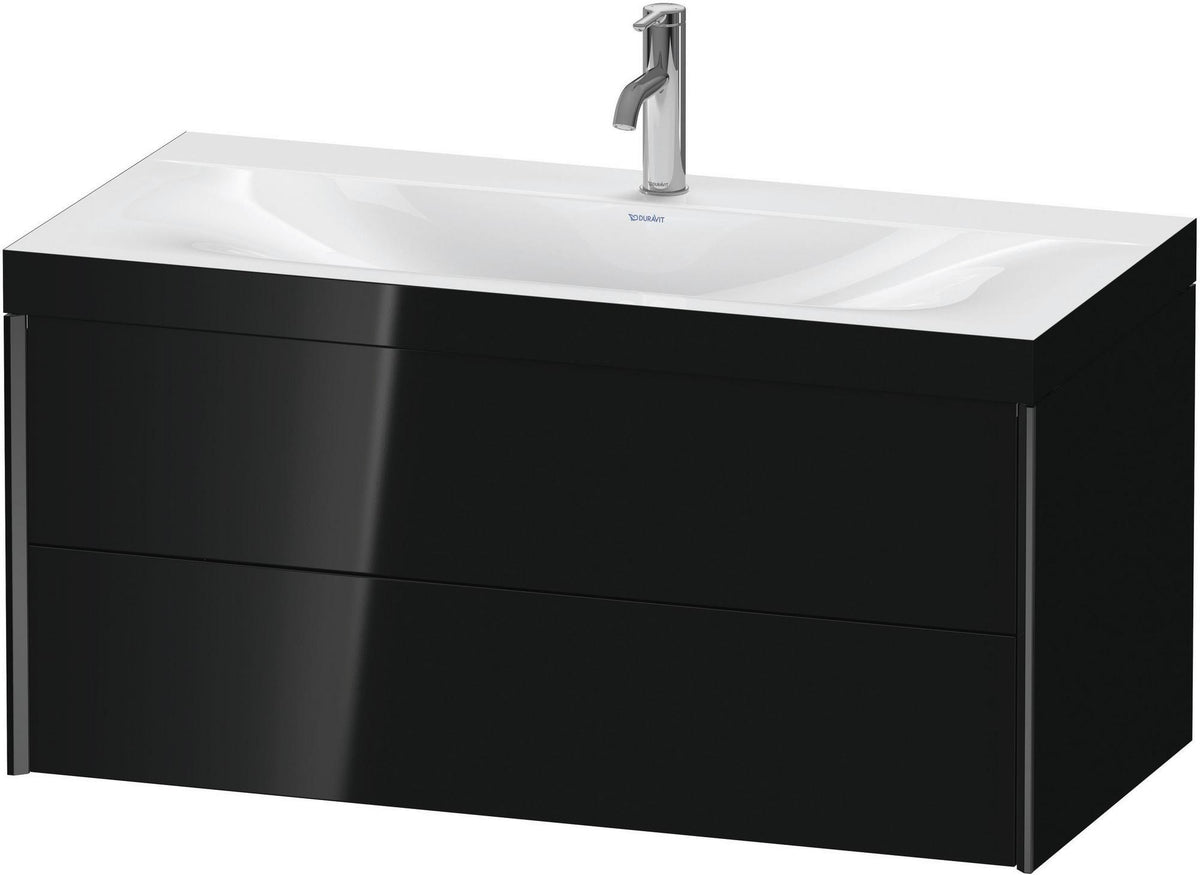 DURAVIT XViu c-bonded Waschtischunterbauset 1000 mm, 2 Schubkästen, schwarz matt / schwarz hochglanz