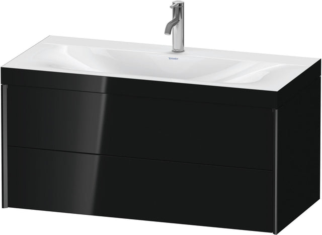 DURAVIT XViu c-bonded Waschtischunterbauset 1000 mm, 2 Schubkästen, schwarz matt / schwarz hochglanz