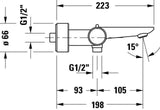 DURAVIT Wave Wannenthermostat Aufputz 198 mm verchromt mit Umstelleinheit
