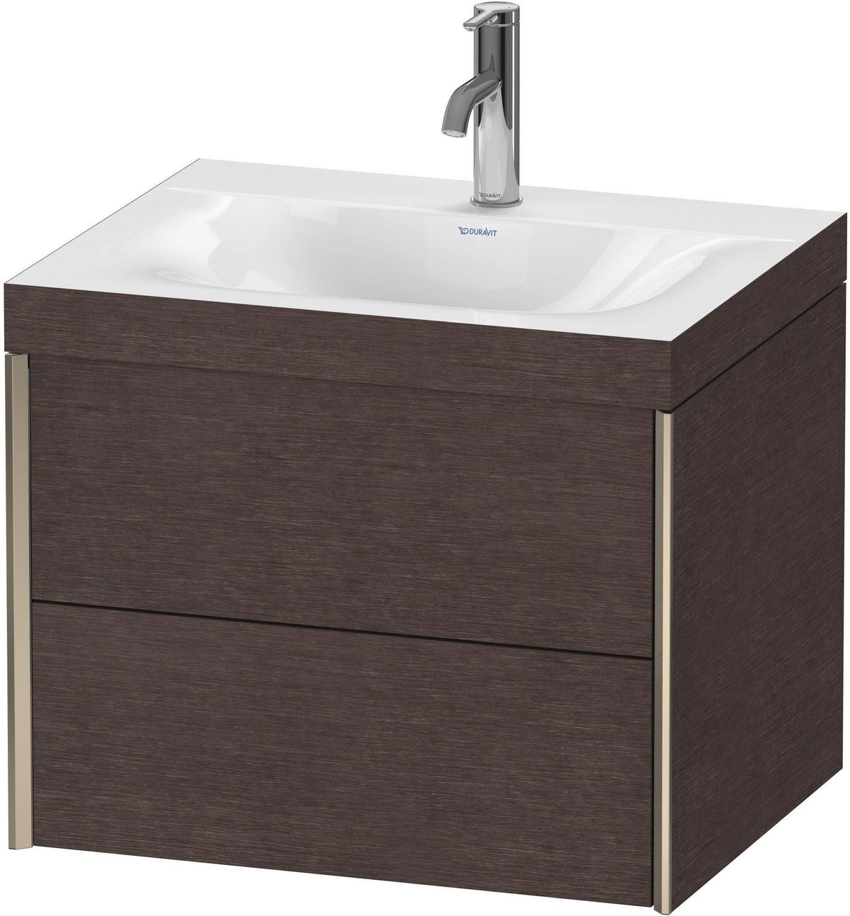 DURAVIT XViu Waschtischunterbau 600 mm mit 2 Schubkästen, champagner matt / mediterrane Eiche