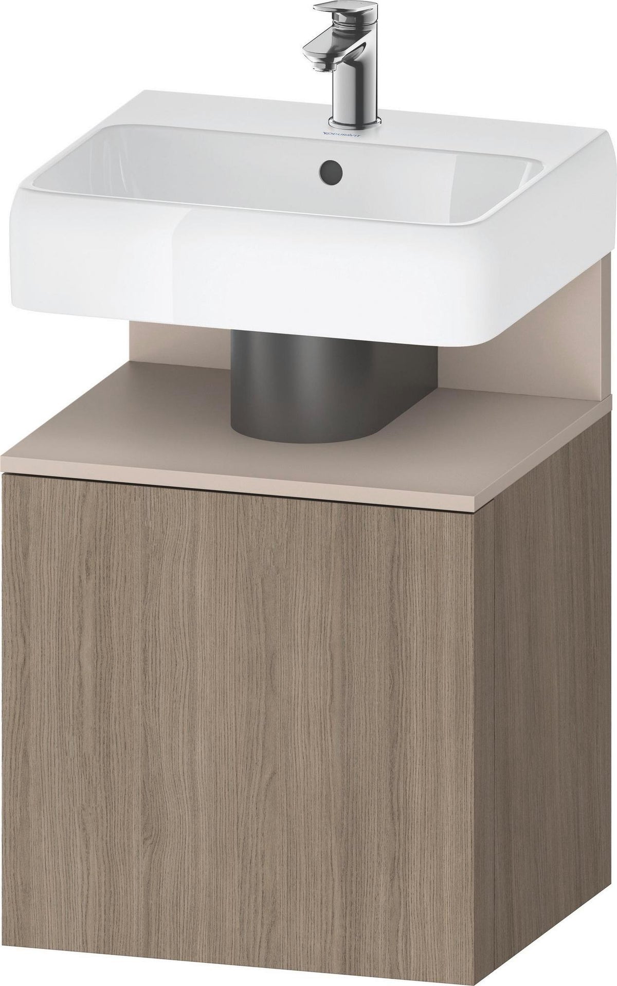 DURAVIT Qatego Waschtischunterbau 490 mm Eiche Terra Matt, wandhängend, 1 Tür links, Tip-On