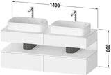 Duravit Qatego Konsolenwaschtischunterbau 1400 mm Basalt Matt mit 2 Auszügen und LED-Beleuchtung