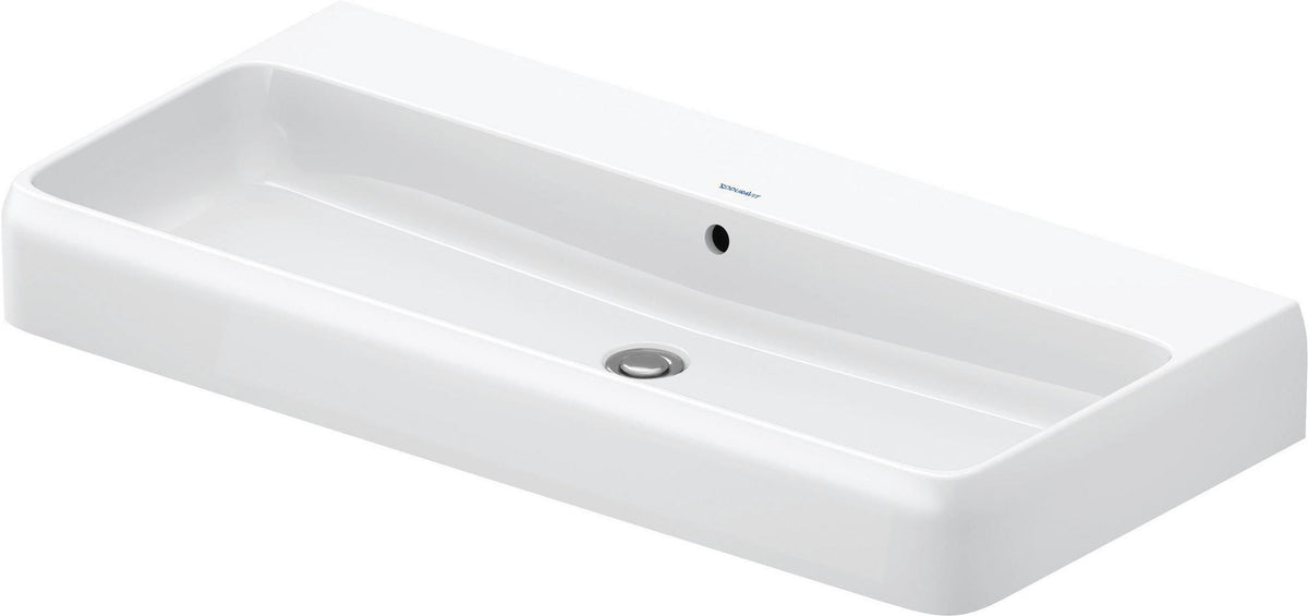 DURAVIT Qatego Aufsatzwaschtisch 1000 mm weiß geschliffen mit Hahnlochbank und Überlauf