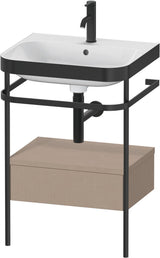 DURAVIT Happy D.2 c-bonded Waschtischset mit Metallkonsole, 575 mm, Weiß