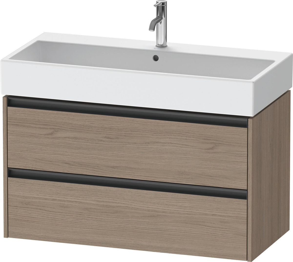 Duravit Ketho.2 Waschtischunterbau 984 mm Eiche Terra Matt mit 2 Schubkästen und Soft-Close