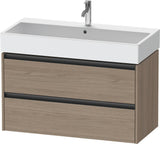 Duravit Ketho.2 Waschtischunterbau 984 mm Eiche Terra Matt mit 2 Schubkästen und Soft-Close
