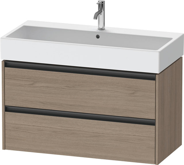 Duravit Ketho.2 Waschtischunterbau 984 mm Eiche Terra Matt mit 2 Schubkästen und Soft-Close