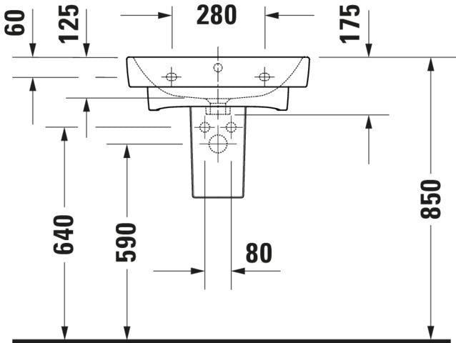 Duravit No.1 Möbelwaschtisch 550 mm weiß mit Überlauf und Hahnlochbank