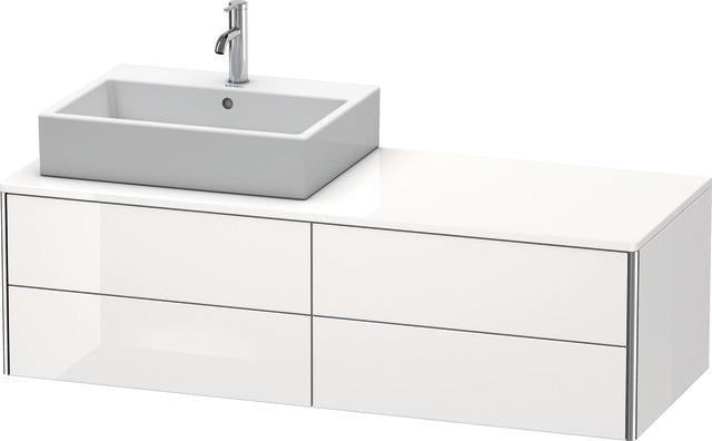 Duravit XSquare Waschtischunterbau 1400 mm in Steingrau Matt mit Becken links