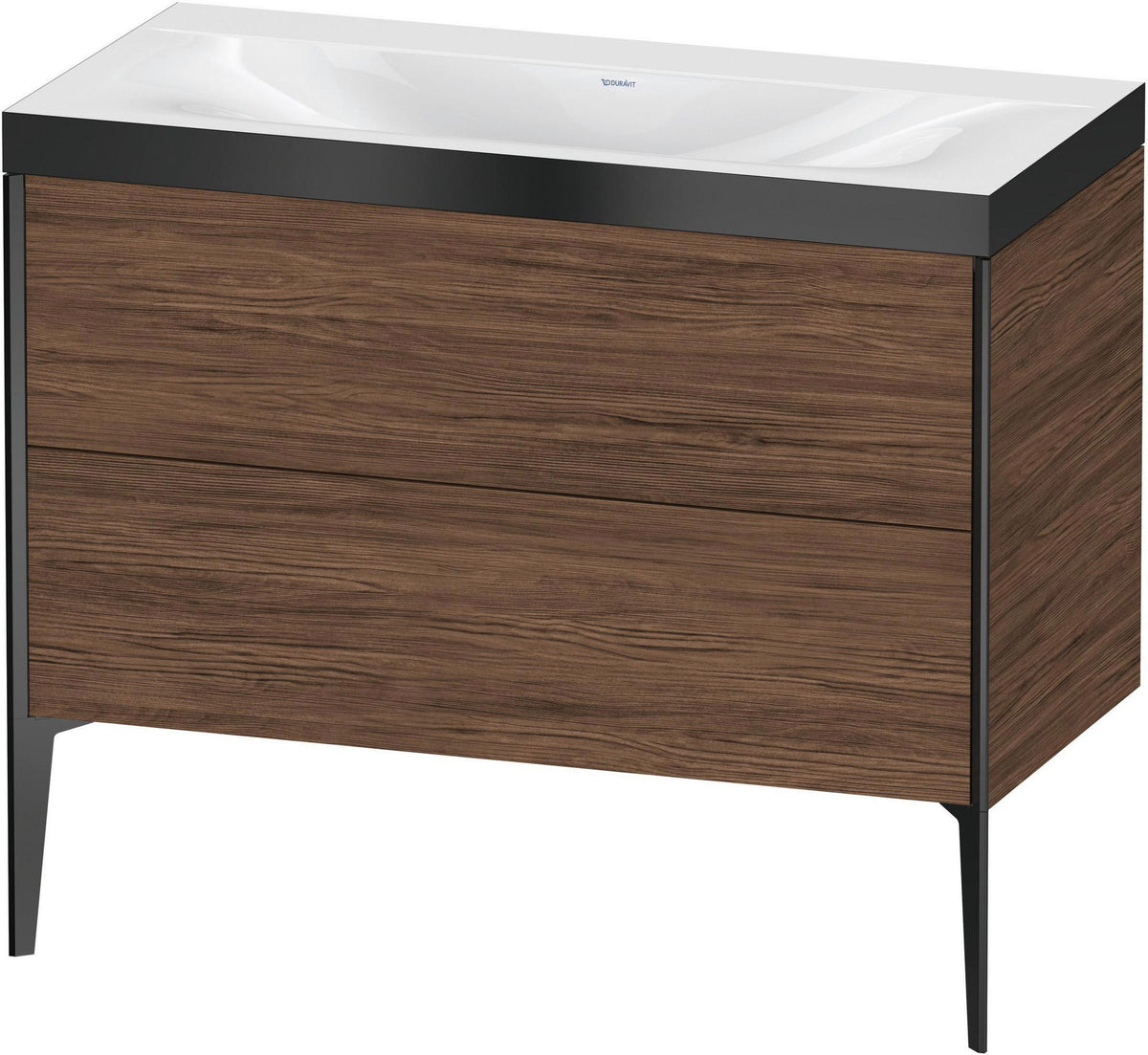 DURAVIT XViu c-bonded Waschtischunterbauset 1000 mm Nussbaum Schwarz Matt 2 Auszüge