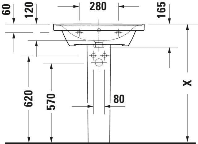 Duravit D-Neo Wandwaschtisch 650 mm weiß mit Überlauf und WonderGliss