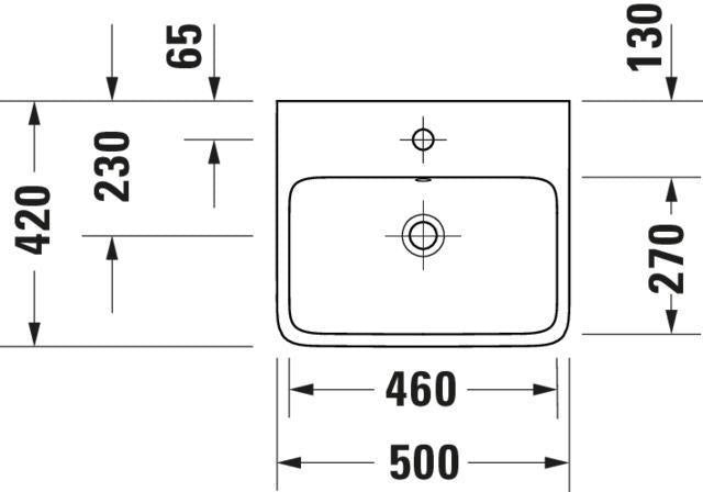 Duravit Qatego Aufsatzwaschtisch 500 mm weiß geschliffen mit Überlauf, ohne Hahnloch