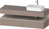 Duravit Qatego Konsolenwaschtischunterbau 1600 mm Weiß Hochglanz mit Eiche Schwarz Nische