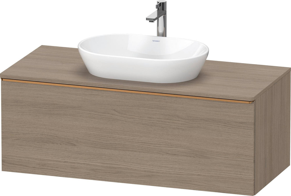 Duravit D-Neo Konsolenwaschtischunterbau 1200 mm Eiche Terra Matt mit 1 Auszug und Bronze Griff