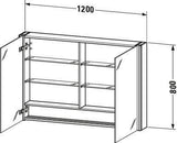 DURAVIT XSquare Spiegelschrank 1200 mm mit LED-Beleuchtung, Front- und Innenspiegel, Soft-Close