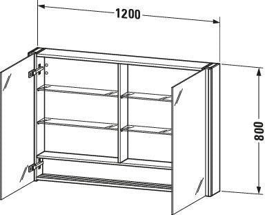 DURAVIT XSquare Spiegelschrank 1200 mm mit LED-Beleuchtung, Soft-Close und Front- sowie Innenspiegel