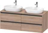 Duravit Ketho.2 Waschtischunterbau 1400 mm betongrau matt mit 4 Schubkästen