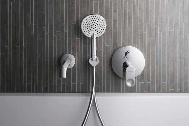DURAVIT C.1 Wanneneinlauf 205 mm rund, Schwarz Matt, Wandmontage, mit Strahlregler