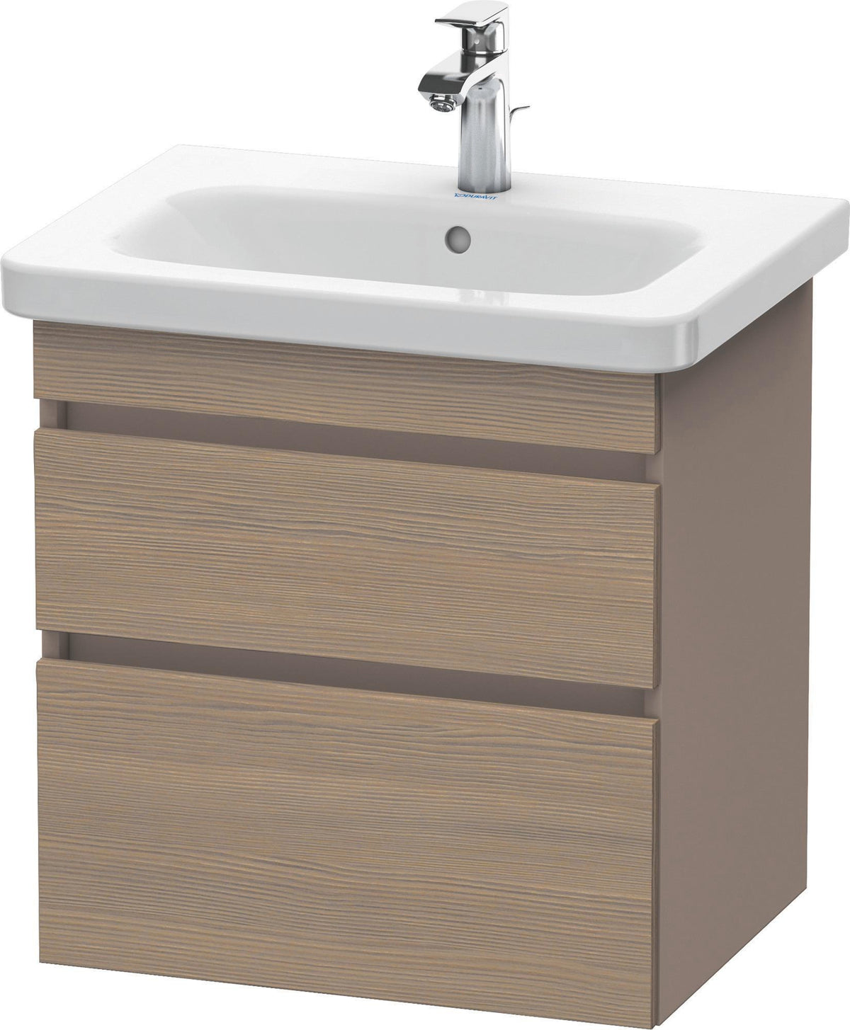 DURAVIT DuraStyle Waschtischunterbau 580 mm Eiche Terra/Weiß Matt mit 2 Schubladen und Soft-Close