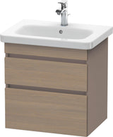 DURAVIT DuraStyle Waschtischunterbau 580 mm Eiche Terra/Weiß Matt mit 2 Schubladen und Soft-Close
