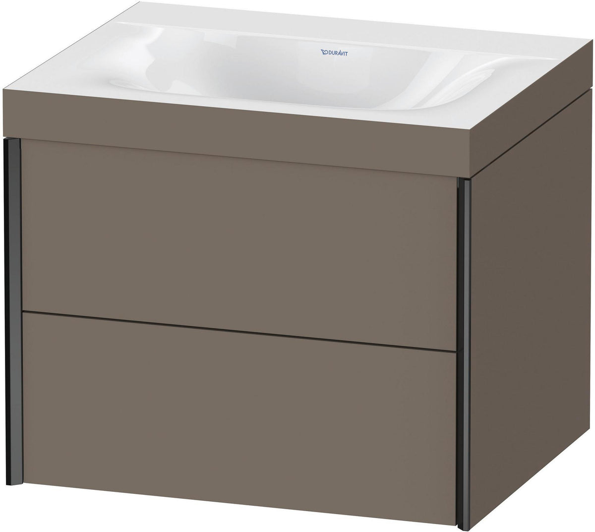 Duravit XViu c-bonded Waschtischunterbauset 600 mm, 2 Schubkästen, schwarz matt / dolomiti grey