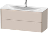 DURAVIT XViu Waschtischunterbau wandhängend 1210 mm, 2 Schubkästen, weiß matt – ohne Griff, mit Tip-On-Technik