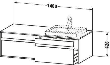 DURAVIT Ketho Waschtischunterbau wandhängend 1400 mm mit 2 Auszügen, weiß matt